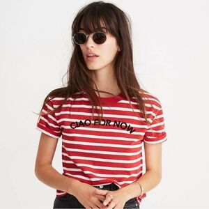 Madewell Ciao for Now red and white striped t-shirt